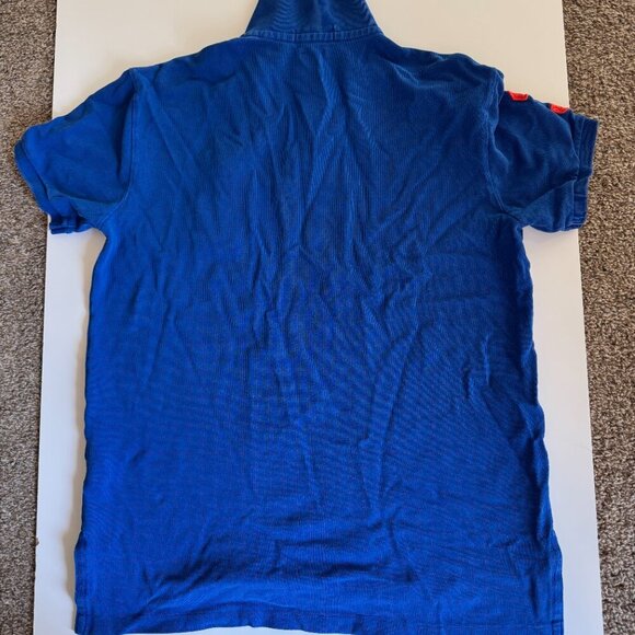 Vintage Polo Ralph Lauren Men's Big Pony Polo Size Medium Blue 100% Cotton - Picture 6 of 7